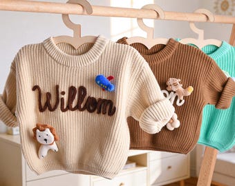 Personalized Baby Name Sweater, Custom Name Baby Jumper, Toddler Knit Sweater, Birthday Gift for Baby Girl Boy,Baby Shower Gift,Newborn Gift