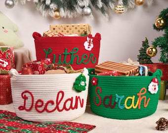 Custom Christmas Basket with Name, Personalized Christmas Basket for Kids, Christmas Gift, Baby Gift Basket, Christmas Decor, Baby Basket