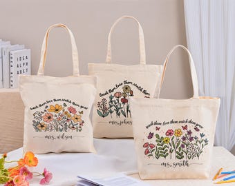 Personalized Teacher Appreciation Gift Tote Bag, Custom Teacher Gift Bag, Teacher Thank You Gift, Teacher Tote Bag, Campus Canvas Tote Bag