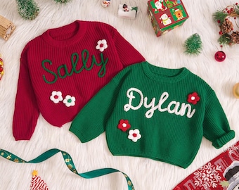 Personalized Knit Baby Sweater With Name,Custom Baby Name Sweater,Baby Christmas Sweater,Custom Toddler Sweater,Christmas Gift,Gift for Baby