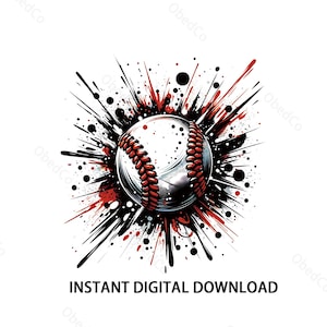 Splatter Baseball Png, Baseball Lover Png, Watercolor Baseball Clipart, Vintage Baseball Sublimation, Sports Ball Png, Digital Download