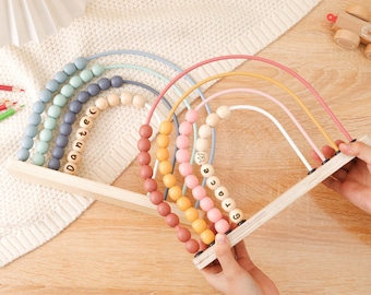 Personalized Rainbow Abacus for Kids,Custom Montessori Abacus,Wooden Engraved Abacus,Toddler Educational Toy,Baby Shower Gift,Nursery Decor