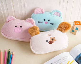 Estuche de peluche con forma de animal, estuche de peluche para niños, regalo de vuelta al cole, estuche kawaii para niños.