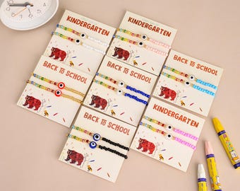 Back to School Bracelet Set, Evil Eye Beaded Bracelet, Lucky Mommy and me Bracelet Set, Perfect Gift for First Day of Kindergarten