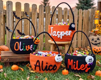 Custom Halloween Basket, Trick or Treat Basket, Halloween Treat Bag for Boys & Girls