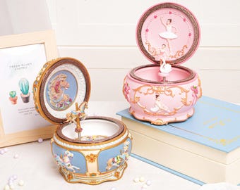 Personalized Carousel & Ballerina Music Box, Custom Light Up Music Box, Engraved Music Box, Baby Birthday Gift, Keepsake Gift, Gift for Her