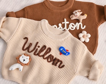 Custom Name Baby Sweater, Personalized Baby Name Sweater, Toddler Knit Sweater,Birthday Gift for Baby Girl Boy,Baby Shower Gift,Newborn Gift