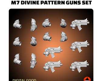 M7 Divine Pattern Guns -Galaxy Marines - 3D Printed Mini Marines Bits - TortugaBayMiniatures