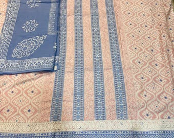 Ensemble élégant de costume en coton à imprimé blocs de main et Doriya Dupatta | Tissu Kurta en coton doux | Vêtements ethniques indiens traditionnels | Costume d'été