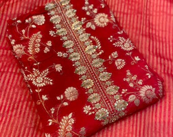 Ensemble costume Banarasi rose Rani et rouge foncé avec broderie Zari dorée | Costume Salwar de mariage festif | Ensemble robe indienne ethnique | Sans couture