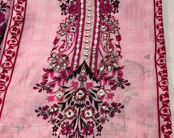 Ensemble de costume floral rose clair | Tissu pour robe en coton avec effet miroir