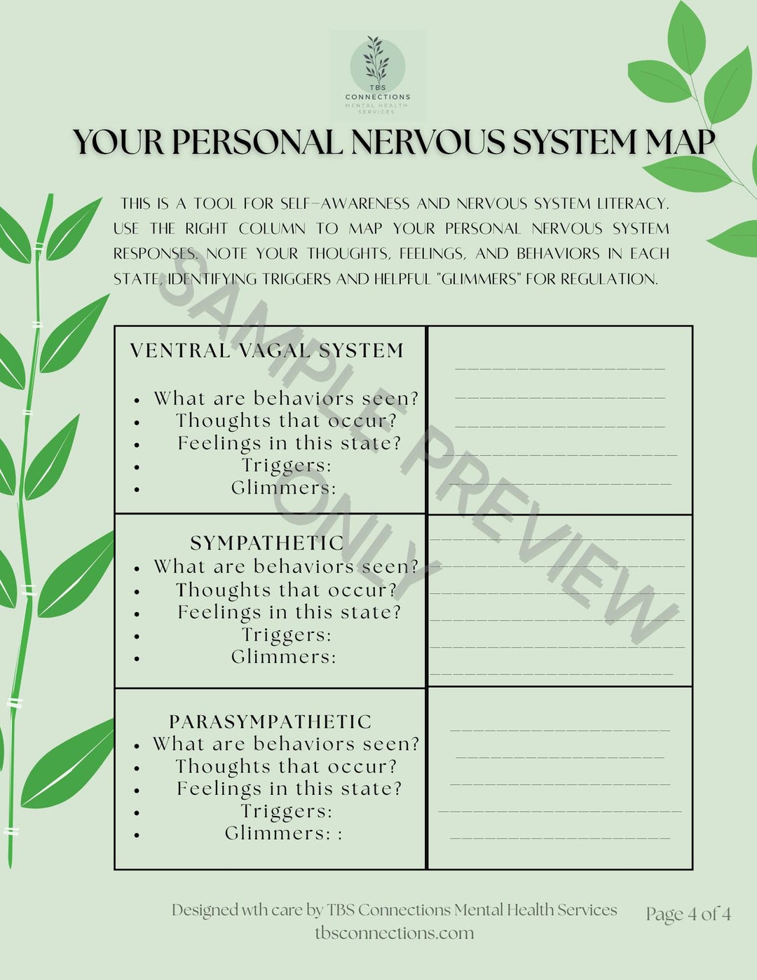 Printable Nervous System Regulation Tool/ Somatic Therapy Journal for ...