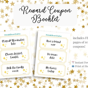 Printable Reward Coupon Booklet for Kids | 15 Coupons on 5 Pages | Colorful PDF Printable