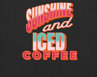 Camiseta estampada "Sol y café helado" - Camiseta de verano para mujer Bella + Canvas - Camiseta adorable para amantes del café