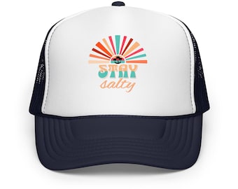 Gorra de camionero Stay Salty Foam - Gorra de playa de verano - Gorra ajustable con cierre a presión