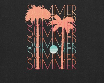 Camiseta unisex con estampado de palmeras de verano - Bella + Canvas - Camiseta para vacaciones en la playa
