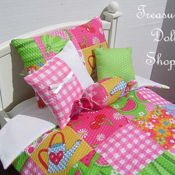 Doll Bedding 5 Pc Set for 18 Inch Dolls - Summer Fun