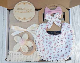 Baby Girl Gift, Baby Girl Swaddle, Baby Girl Blanket, Shower Gift, New Baby Girl Gift, Baby Gift Box, Baby Gift Set, Welcome Baby Gift