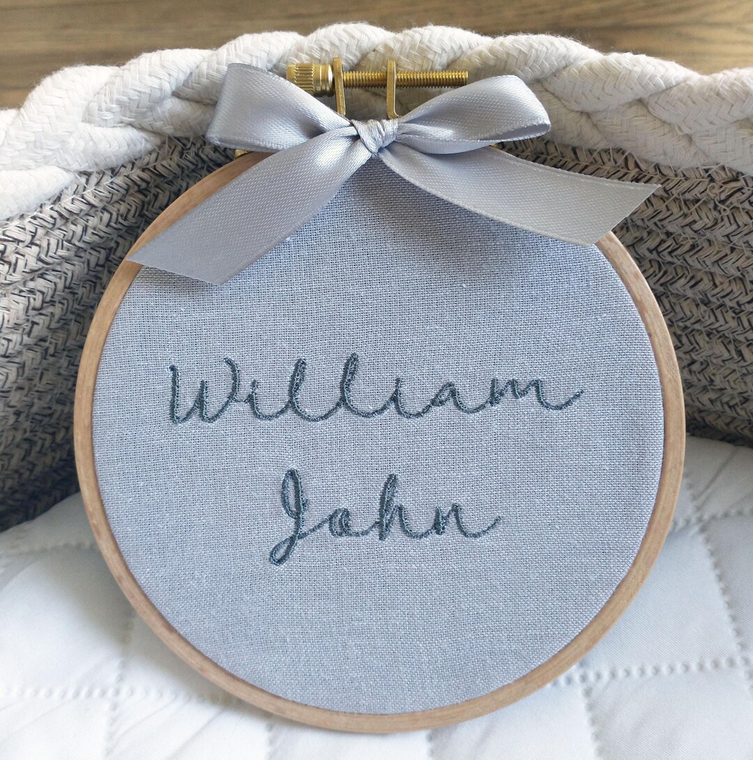 Personalized Embroidered Baby Name Sign, Birth Announcement, Nursery ...
