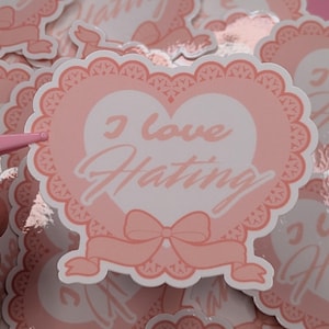 I love hating kawaii pastel heart sticker
