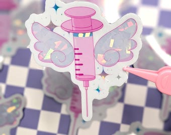 Menhera kawaii syringe holo glossy sticker
