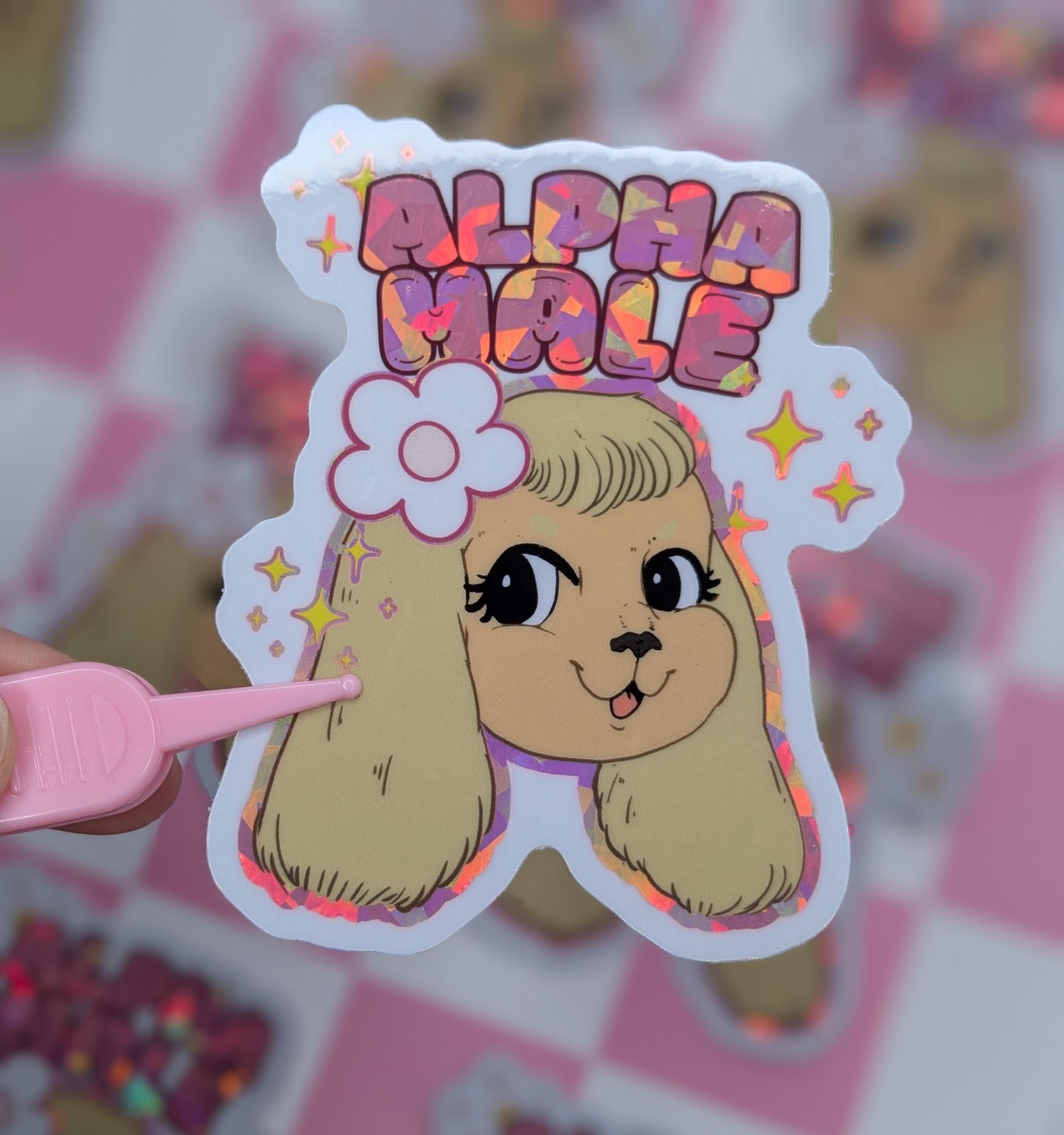 Funny Alpha Male Puppy Sticker Sparkly Holo Kawaii - Etsy