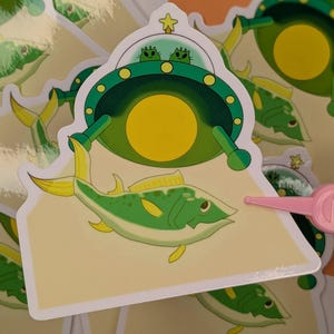 Alien cat sticker glossy