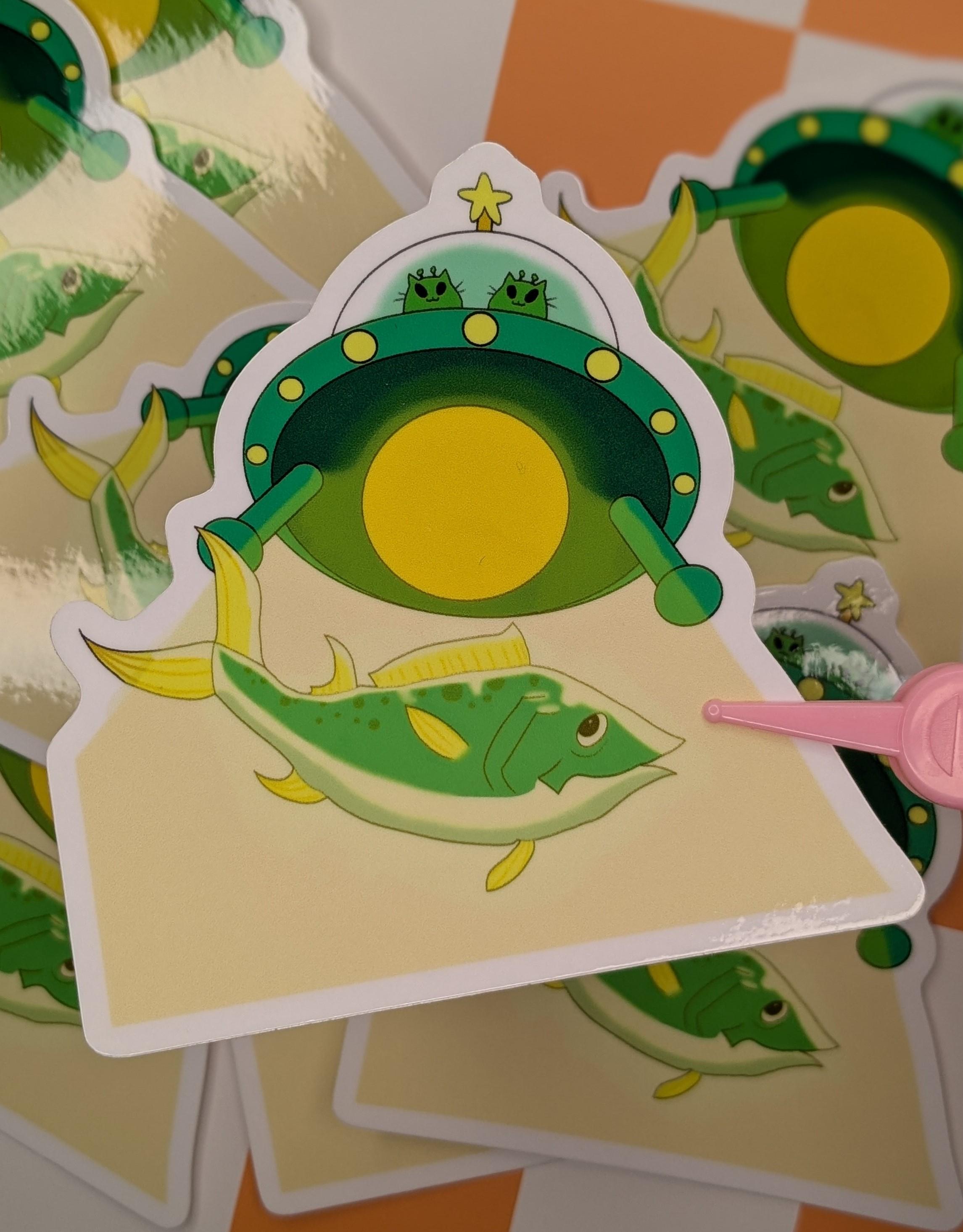 Alien Cat Sticker Glossy - Etsy