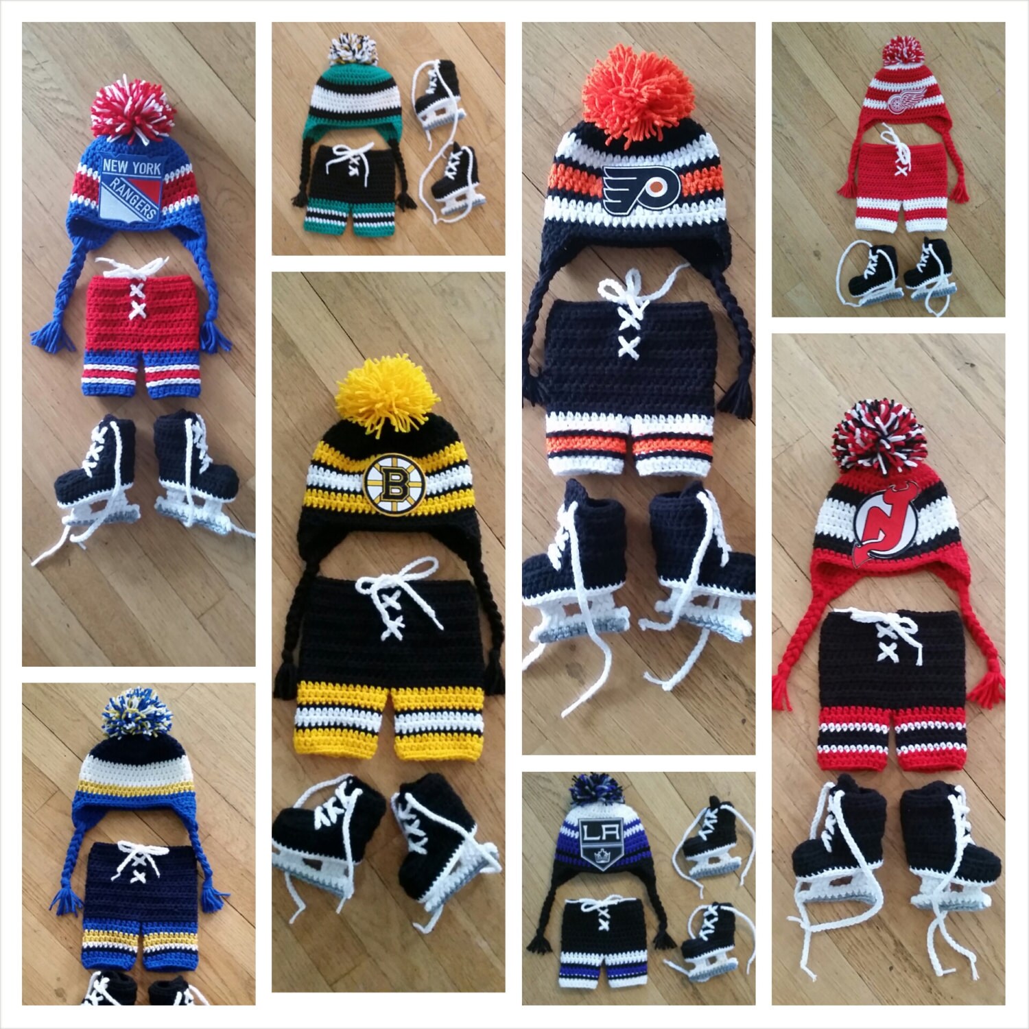 Baby Hockey Set // Hat skates pants // pick your own team Etsy
