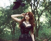BESPOKE Black Sheer Longline waist training Corset