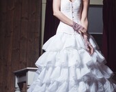 BESPOKE Pale Pink floral brocade overbust Corset