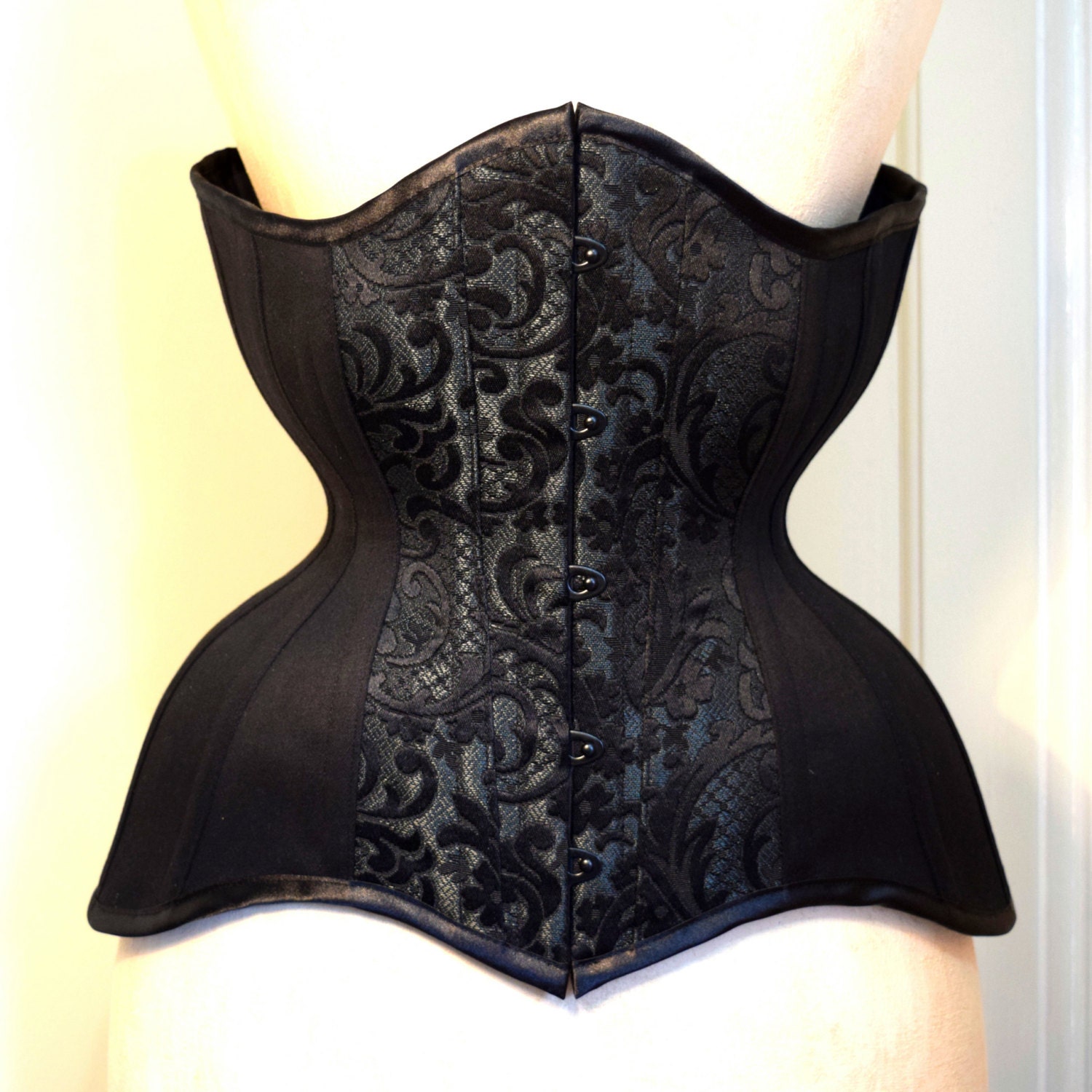 Sateen Coutil Longline Conical Rib Waist Training Corset 