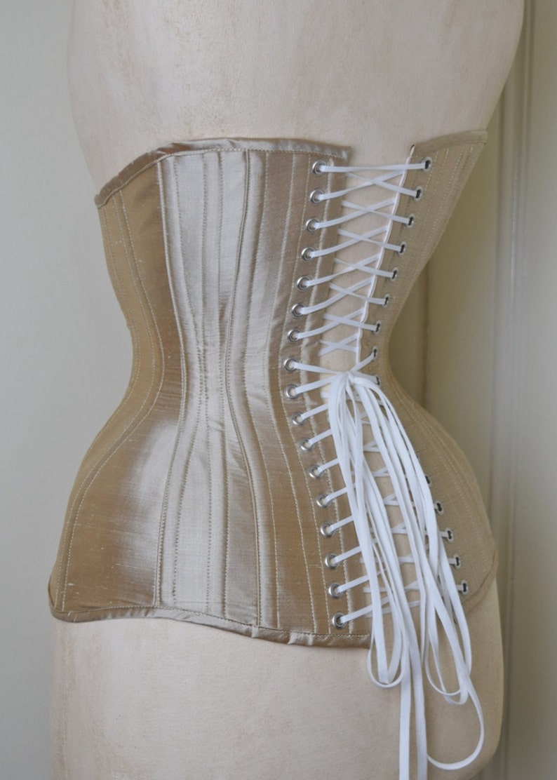 Gold Silk Contoured Waist Training Corset Etsy UK