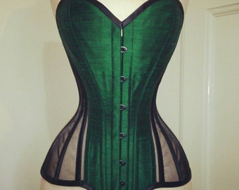 BESPOKE Silk dupion and sheer overbust corset