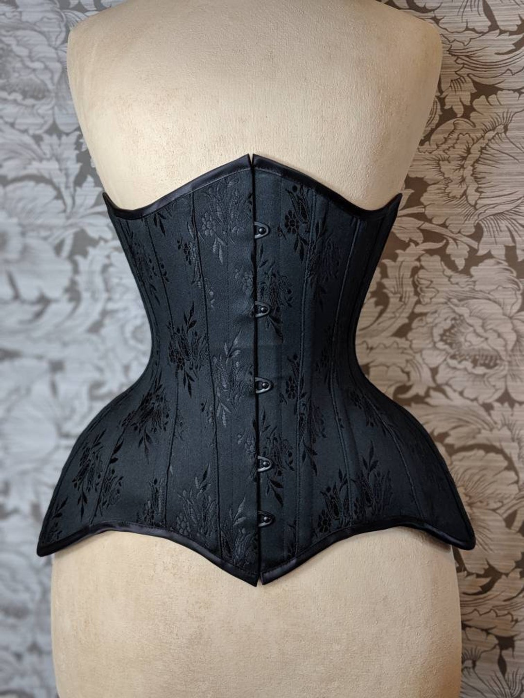 Black English coutil conical rib waist training corset -MF1361 |  MorganaFemmeCouture