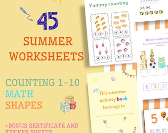 Kids Math Printable | Numbers 1–10, Addition & Subtraction, Counting Worksheets