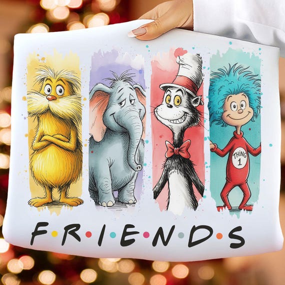 Seuss Friends Parody PNG, Read Across America, Cat In The Hat Sublimation Design (Digital Download)