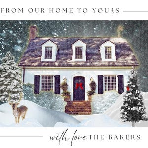 Custom Design Christmas House Portrait: Custom Holiday Home Art (Digital Download) | Perfect Family Friends Gift for Christmas or Holiday