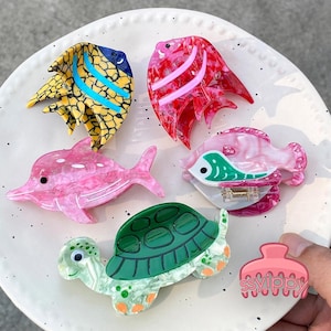 Colorful Ocean Animal Hair Clips – Ponytail Hair Pin for Beach Lovers