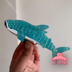 Spotted Blue Shark Acetate Hair Clip