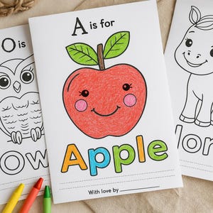 ABC Baby Shower Coloring Book Printable • Alphabet Activity Pages + Numbers + Guestbook + Editable Covers • Baby&#39;s First Gift Idea