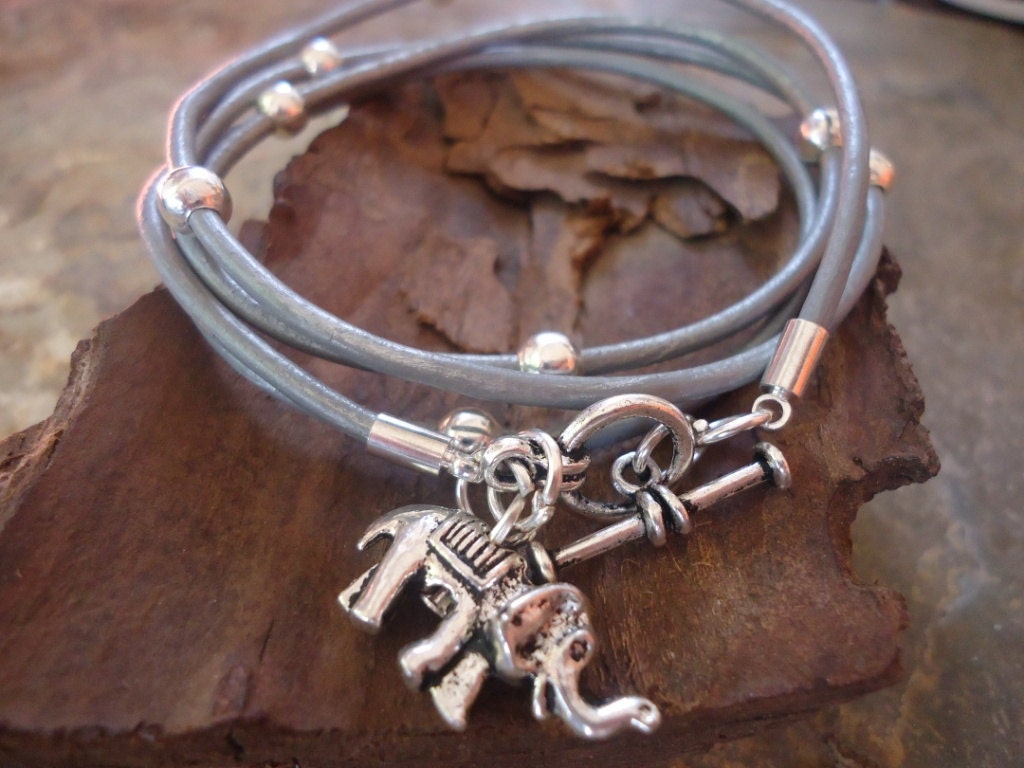 GREY and ELEPHANT leather wrap bracelet or necklace 260 Etsy