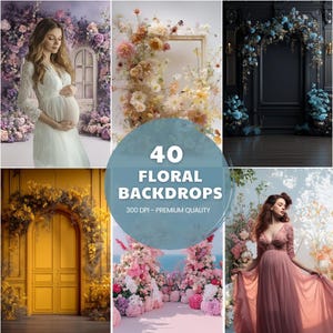 Digital Backdrops Set of 40 Floral Backgrounds for Photography, High-Resolution, Maternity, Studio Portrait, Fine Art, Baby Photography