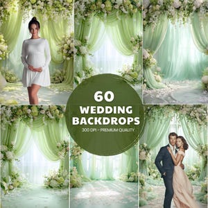 Green Floral Arch Digital Backdrop: Baby, Wedding Photography (JPG File)
