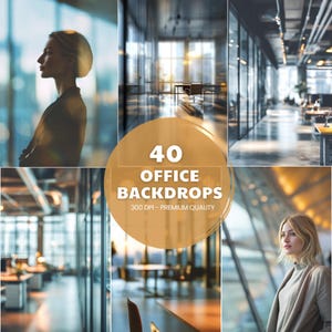 Modern Office Digital Backdrops for Headshots and Business Portraits, Zoom Background Overlay with Elegant Blurred Professional Design