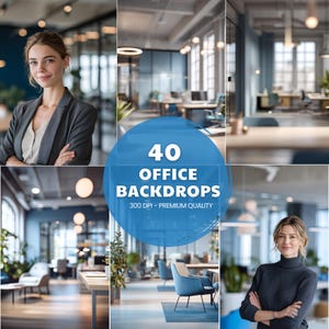 Modern Office Digital Backdrops for Professional Headshots and Business Portraits, Zoom Backdrop Overlay with Blurred, Elegant Design