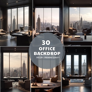 Modern Office Digital Backdrops for Professional Headshots and Business Portraits, Zoom Backdrop Overlay with Blurred, Elegant Design