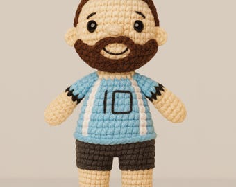 Crochet Pattern Inspired by Messi | Amigurumi Soccer Player Doll 15cm / 6 inch | Football Star Crochet PDF Pattern, Messi Fan Gift