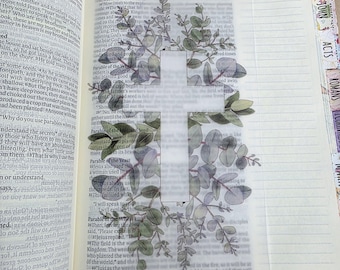 Bible Tip-Ins vellum eucalyptus empty cross set of 6 Bible Journaling Insert | loaded Bible accessories | Faith Planner Supply he is risen
