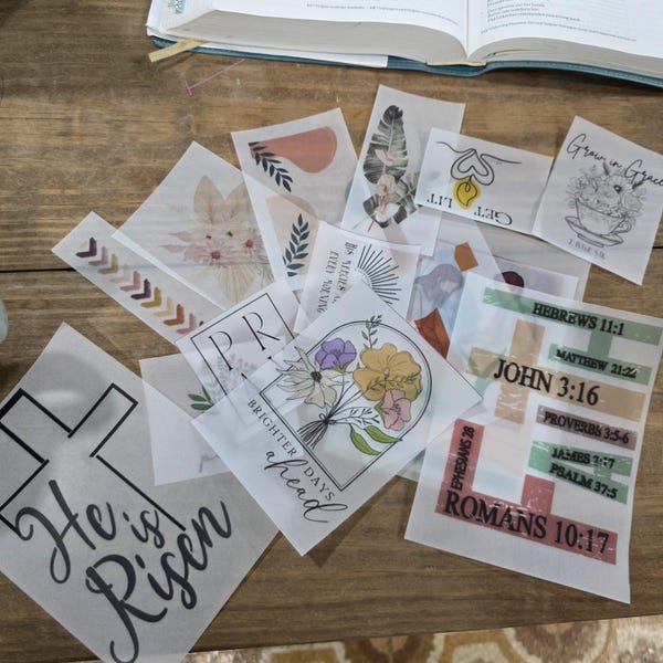 Bible Tip-Ins Vellum random faith images set 8 | Bible Journaling Insert | loaded Bible accessories | Faith Planner Supply Bible decorations